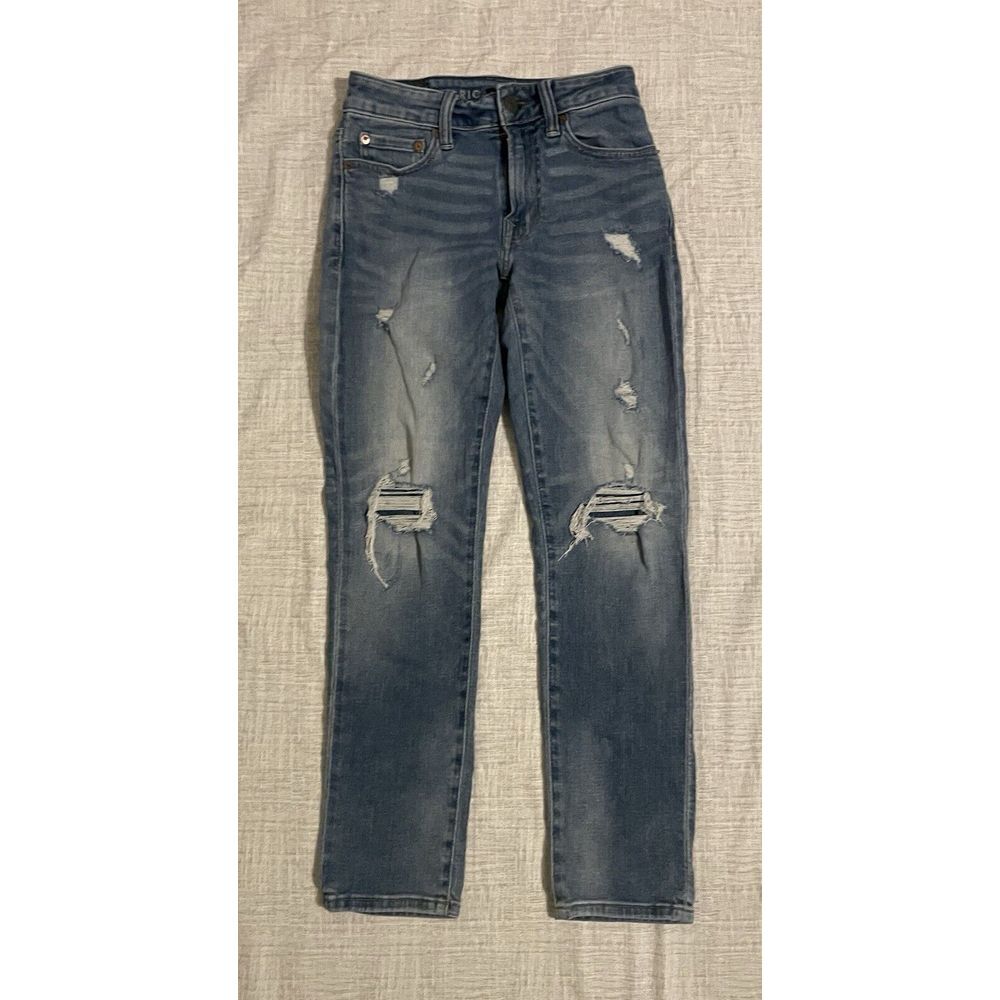 American Eagle Jeans Mens 26 x‎ 28 Slim Distress Blue Light Wash
